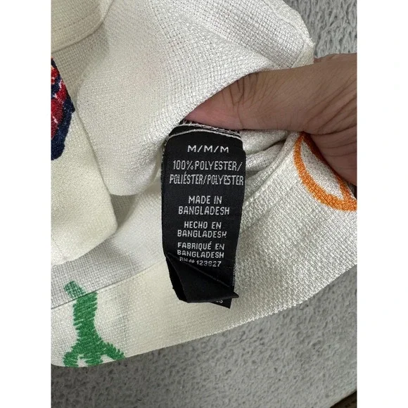 Malibu Shirt Mens Medium Ecru Button Up Lightweight Embroidered Butterflies Life - Picture 5 of 11